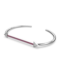 Pırlanta ve rodolit garnet 18 ayar beyaz altın bilezik (0.1056 karat)