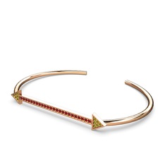 Peridot ve garnet 18 ayar rose altın bilezik
