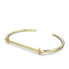 Diane Ok Bilezik - Pembe kuvars ve beyaz zirkon 14 ayar altın bilezik #e7y01k