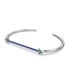 Diane Ok Bilezik - Yeşil kuvars ve lab safir 925 ayar gümüş bilezik #gjkt5c