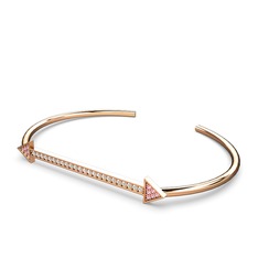 Diane Ok Bilezik - Pembe kuvars ve swarovski 14 ayar rose altın bilezik #gmiyaq