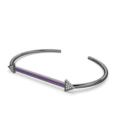 Diane Ok Bilezik - Swarovski ve ametist 925 ayar siyah rodyum kaplama gümüş bilezik #he9czg