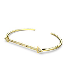 Diane Ok Bilezik - Pırlanta ve swarovski 925 ayar altın kaplama gümüş bilezik (0.1056 karat) #i34lt3
