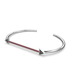 Diane Ok Bilezik - Siyah zirkon ve garnet 925 ayar gümüş bilezik #izku4d