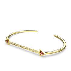 Rodolit garnet ve pırlanta 925 ayar altın kaplama gümüş bilezik (0.264 karat)