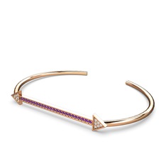 Swarovski ve ametist 925 ayar rose altın kaplama gümüş bilezik