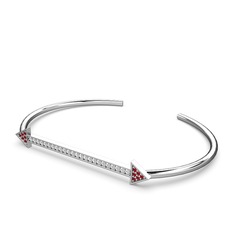 Diane Ok Bilezik - Garnet ve swarovski 8 ayar beyaz altın bilezik #ksf663