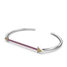 Sitrin ve rodolit garnet 18 ayar beyaz altın bilezik