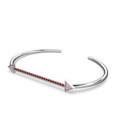 Diane Ok Bilezik - Pembe kuvars ve garnet 8 ayar beyaz altın bilezik #nnqenr