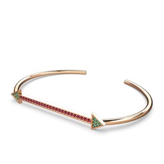 Yeşil kuvars ve rodolit garnet 8 ayar rose altın bilezik