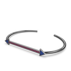 Diane Ok Bilezik - Lab safir ve rodolit garnet 925 ayar siyah rodyum kaplama gümüş bilezik #pn0io5