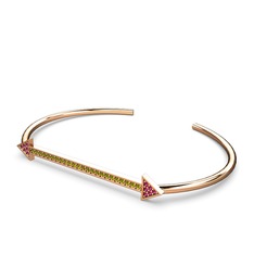 Rodolit garnet ve peridot 925 ayar rose altın kaplama gümüş bilezik