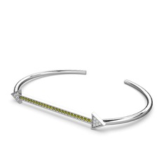 Diane Ok Bilezik - Swarovski ve peridot 8 ayar beyaz altın bilezik #qom7bm