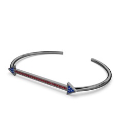 Diane Ok Bilezik - Lab safir ve garnet 925 ayar siyah rodyum kaplama gümüş bilezik #qzdp8g