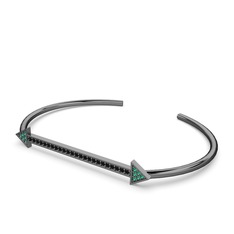 Yeşil kuvars ve siyah zirkon 925 ayar siyah rodyum kaplama gümüş bilezik