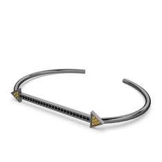 Diane Ok Bilezik - Sitrin ve siyah zirkon 925 ayar siyah rodyum kaplama gümüş bilezik #rxkbz2