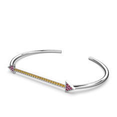 Diane Ok Bilezik - Rodolit garnet ve sitrin 18 ayar beyaz altın bilezik #s19kk9