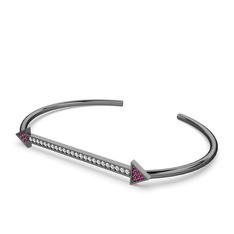 Diane Ok Bilezik - Rodolit garnet ve swarovski 925 ayar siyah rodyum kaplama gümüş bilezik #sov1ff