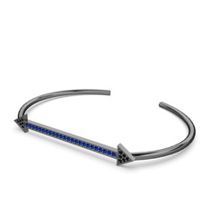 Diane Ok Bilezik - Siyah zirkon ve lab safir 925 ayar siyah rodyum kaplama gümüş bilezik #tkwg4c