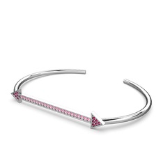 Rodolit garnet ve pembe kuvars 8 ayar beyaz altın bilezik