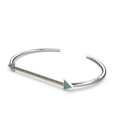 Yeşil kuvars ve dumanlı kuvars 14 ayar beyaz altın bilezik