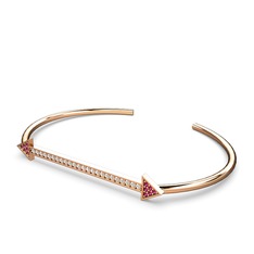 Rodolit garnet ve beyaz zirkon 8 ayar rose altın bilezik