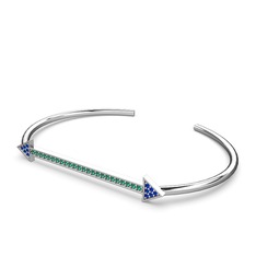 Lab safir ve yeşil kuvars 14 ayar beyaz altın bilezik