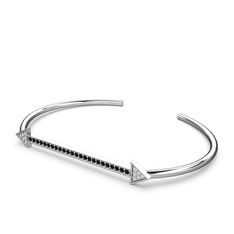 Swarovski ve siyah zirkon 14 ayar beyaz altın bilezik