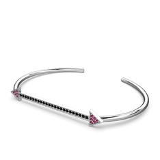 Rodolit garnet ve siyah zirkon 8 ayar beyaz altın bilezik