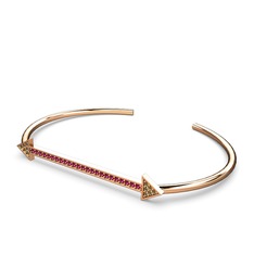 Diane Ok Bilezik - Dumanlı kuvars ve rodolit garnet 8 ayar rose altın bilezik #ziph35