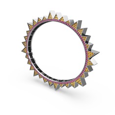 Valera Bilezik - Sitrin ve rodolit garnet 8 ayar beyaz altın bilezik #126hub2