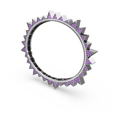 Valera Bilezik - Ametist ve beyaz zirkon 14 ayar beyaz altın bilezik #172teqc