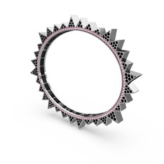 Siyah zirkon ve pembe kuvars 925 ayar gümüş bilezik