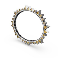 Valera Bilezik - Sitrin ve beyaz zirkon 18 ayar beyaz altın bilezik #1a3dke7