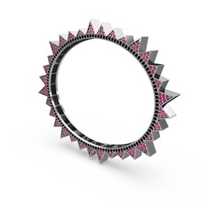 Rodolit garnet ve siyah zirkon 8 ayar beyaz altın bilezik