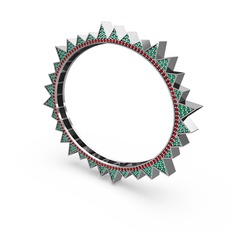 Valera Bilezik - Yeşil kuvars ve garnet 14 ayar beyaz altın bilezik #1f8t4ed