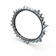 Akuamarin ve siyah zirkon 14 ayar beyaz altın bilezik