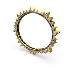 Valera Bilezik - Pembe kuvars ve lab safir 925 ayar altın kaplama gümüş bilezik #1gb7jm9