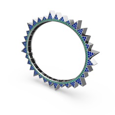 Valera Bilezik - Lab safir ve yeşil kuvars 14 ayar beyaz altın bilezik #1jo463