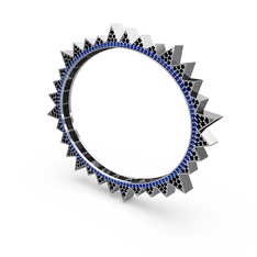 Valera Bilezik - Siyah zirkon ve lab safir 14 ayar beyaz altın bilezik #1jo81ta