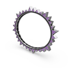 Valera Bilezik - Ametist ve siyah zirkon 8 ayar beyaz altın bilezik #1tu7vsb