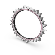 Swarovski ve pembe kuvars 8 ayar beyaz altın bilezik