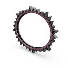 Valera Bilezik - Siyah zirkon ve rodolit garnet 925 ayar siyah rodyum kaplama gümüş bilezik #1wluihi