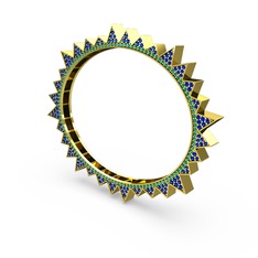 Lab safir ve yeşil kuvars 8 ayar altın bilezik