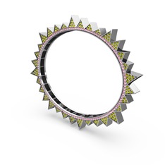 Peridot ve pembe kuvars 925 ayar gümüş bilezik