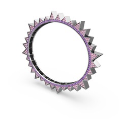 Valera Bilezik - Pembe kuvars ve ametist 925 ayar gümüş bilezik #enh942