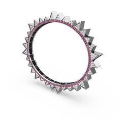 Valera Bilezik - Swarovski ve rodolit garnet 8 ayar beyaz altın bilezik #he9bgu