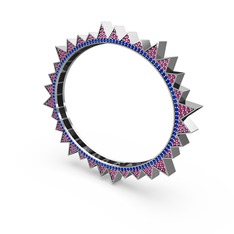 Rodolit garnet ve lab safir 14 ayar beyaz altın bilezik