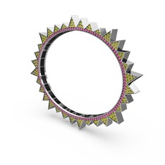 Valera Bilezik - Peridot ve rodolit garnet 8 ayar beyaz altın bilezik #kpybzt