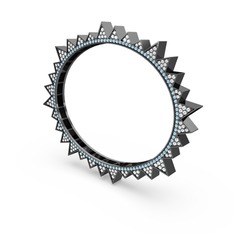 Valera Bilezik - Swarovski ve akuamarin 925 ayar siyah rodyum kaplama gümüş bilezik #oxvaqi